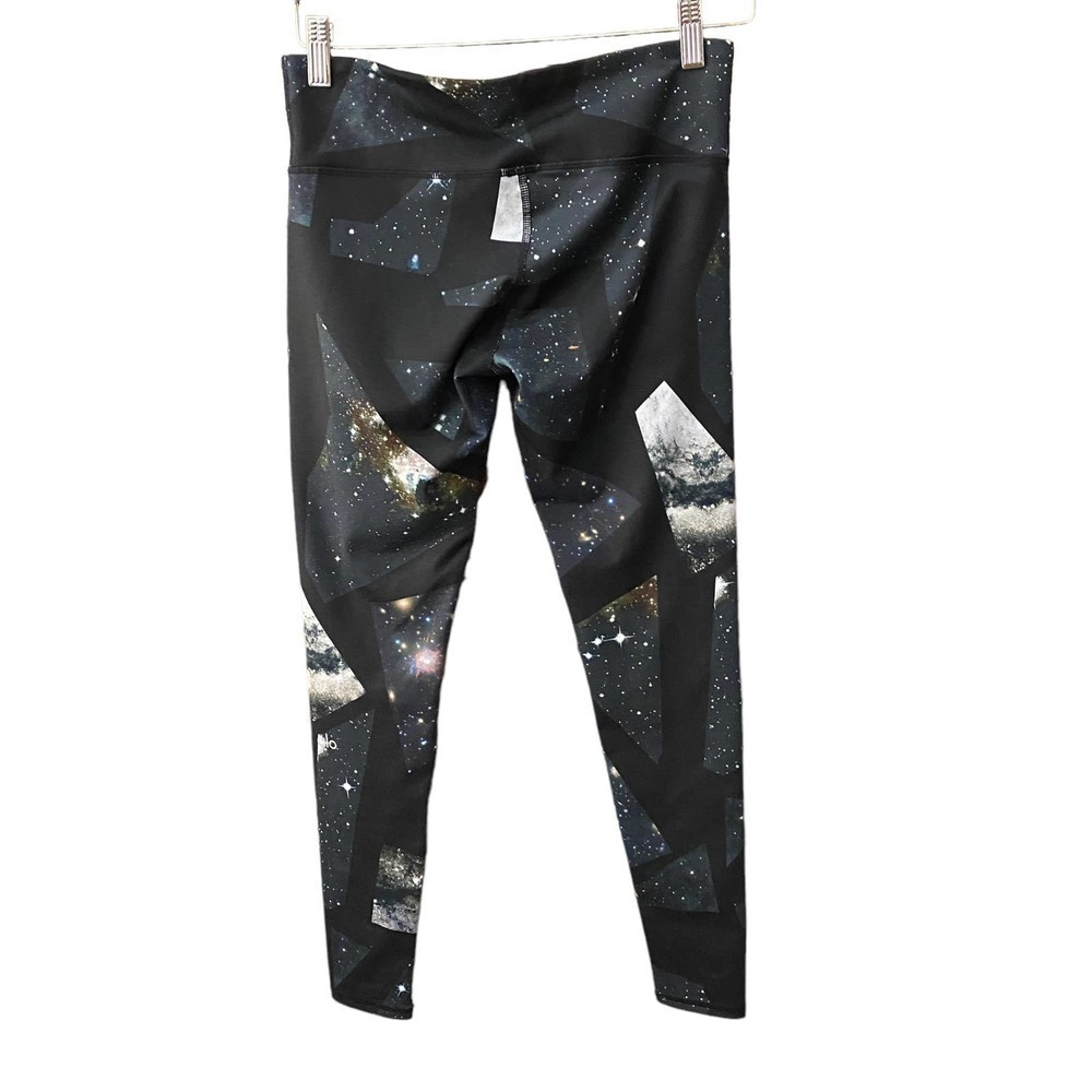 Alo Black Skinny Leg Low Rise Galaxy Print Stretch Active Yoga Leggings Size XS